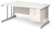 Gentoo Wave Desk with 2 Drawer Pedestal and Double Upright Leg 1600 x 990mm - White