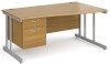 Gentoo Wave Desk with 2 Drawer Pedestal and Double Upright Leg 1600 x 990mm - Oak