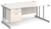 Gentoo Wave Desk with 2 Drawer Pedestal and Double Upright Leg 1600 x 990mm - White