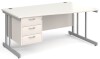 Gentoo Wave Desk with 3 Drawer Pedestal and Double Upright Leg 1600 x 990mm - White