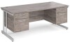 Gentoo Rectangular Desk with Twin Cantilever Legs, 2 and 2 Drawer Fixed Pedestals - 1800 x 800mm - Grey Oak