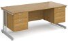 Gentoo Rectangular Desk with Twin Cantilever Legs, 2 and 2 Drawer Fixed Pedestals - 1800 x 800mm - Oak