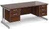 Gentoo Rectangular Desk with Twin Cantilever Legs, 2 and 3 Drawer Fixed Pedestals - 1800 x 800mm - Walnut