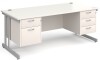 Gentoo Rectangular Desk with Twin Cantilever Legs, 2 and 3 Drawer Fixed Pedestals - 1800 x 800mm - White