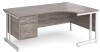 Gentoo Corner Desk with 3 Drawer Pedestal and Double Upright Leg 1800 x 1200mm - Grey Oak