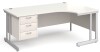 Gentoo Corner Desk with 3 Drawer Pedestal and Double Upright Leg 1800 x 1200mm - White