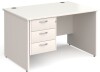 Gentoo Rectangular Desk with Panel End Legs and 3 Drawer Fixed Pedestal - 1200mm x 800mm - White