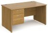 Gentoo Rectangular Desk with Panel End Legs and 2 Drawer Fixed Pedestal - 1400mm x 800mm - Oak