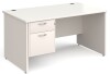 Gentoo Rectangular Desk with Panel End Legs and 2 Drawer Fixed Pedestal - 1400mm x 800mm - White