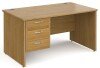 Gentoo Rectangular Desk with Panel End Legs and 3 Drawer Fixed Pedestal - 1400mm x 800mm - Oak