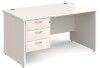 Gentoo Rectangular Desk with Panel End Legs and 3 Drawer Fixed Pedestal - 1400mm x 800mm - White