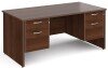 Gentoo Rectangular Desk with Panel End Legs, 2 and 2 Drawer Fixed Pedestals - 1600mm x 800mm - Walnut