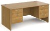 Gentoo Rectangular Desk with Panel End Legs, 2 and 3 Drawer Fixed Pedestals - 1600mm x 800mm - Oak