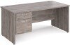 Gentoo Rectangular Desk with Panel End Legs and 2 Drawer Fixed Pedestal - 1600mm x 800mm - Grey Oak
