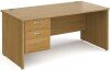 Gentoo Rectangular Desk with Panel End Legs and 2 Drawer Fixed Pedestal - 1600mm x 800mm - Oak