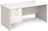 Gentoo Rectangular Desk with Panel End Legs and 2 Drawer Fixed Pedestal - 1600mm x 800mm - White