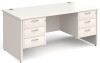 Gentoo Rectangular Desk with Panel End Legs, 3 and 3 Drawer Fixed Pedestals - 1600mm x 800mm - White