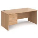 Gentoo Rectangular Desk with Panel End Legs and 3 Drawer Fixed Pedestal - 1600mm x 800mm