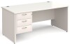 Gentoo Rectangular Desk with Panel End Legs and 3 Drawer Fixed Pedestal - 1600mm x 800mm - White