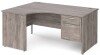 Gentoo Corner Desk with 2 Drawer Pedestal and Panel End Leg 1600 x 1200mm - Grey Oak