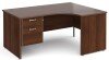 Gentoo Corner Desk with 2 Drawer Pedestal and Panel End Leg 1600 x 1200mm - Walnut