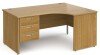 Gentoo Corner Desk with 3 Drawer Pedestal and Panel End Leg 1600 x 1200mm - Oak
