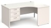 Gentoo Corner Desk with 3 Drawer Pedestal and Panel End Leg 1600 x 1200mm - White