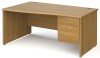 Gentoo Wave Desk with 2 Drawer Pedestal and Panel End Leg 1600 x 990mm - Oak