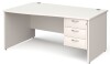 Gentoo Wave Desk with 3 Drawer Pedestal and Panel End Leg 1600 x 1200mm - White