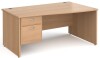 Gentoo Wave Desk with 2 Drawer Pedestal and Panel End Leg 1600 x 990mm - Beech