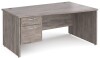 Gentoo Wave Desk with 2 Drawer Pedestal and Panel End Leg 1600 x 990mm - Grey Oak