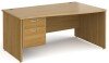 Gentoo Wave Desk with 2 Drawer Pedestal and Panel End Leg 1600 x 990mm - Oak