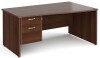 Gentoo Wave Desk with 2 Drawer Pedestal and Panel End Leg 1600 x 990mm - Walnut