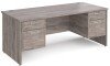 Gentoo Rectangular Desk with Panel End Legs, 2 and 2 Drawer Fixed Pedestals - 1800mm x 800mm - Grey Oak