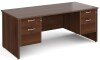 Gentoo Rectangular Desk with Panel End Legs, 2 and 2 Drawer Fixed Pedestals - 1800mm x 800mm - Walnut