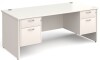Gentoo Rectangular Desk with Panel End Legs, 2 and 2 Drawer Fixed Pedestals - 1800mm x 800mm - White