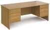 Gentoo Rectangular Desk with Panel End Legs, 2 and 3 Drawer Fixed Pedestals - 1800mm x 800mm - Oak