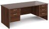 Gentoo Rectangular Desk with Panel End Legs, 2 and 3 Drawer Fixed Pedestals - 1800mm x 800mm - Walnut