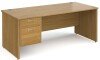 Gentoo Rectangular Desk with Panel End Legs and 2 Drawer Fixed Pedestal - 1800mm x 800mm - Oak