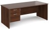 Gentoo Rectangular Desk with Panel End Legs and 2 Drawer Fixed Pedestal - 1800mm x 800mm - Walnut