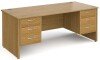 Gentoo Rectangular Desk with Panel End Legs, 3 and 3 Drawer Fixed Pedestals - 1800mm x 800mm - Oak