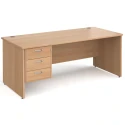 Gentoo Rectangular Desk with Panel End Legs and 3 Drawer Fixed Pedestal - 1800mm x 800mm