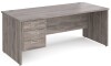 Gentoo Rectangular Desk with Panel End Legs and 3 Drawer Fixed Pedestal - 1800mm x 800mm - Grey Oak