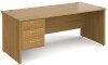 Gentoo Rectangular Desk with Panel End Legs and 3 Drawer Fixed Pedestal - 1800mm x 800mm - Oak