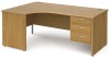 Gentoo Corner Desk with 3 Drawer Pedestal and Panel End Leg 1800 x 1200mm - Oak