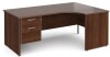 Gentoo Corner Desk with 2 Drawer Pedestal and Panel End Leg 1800 x 1200mm - Walnut