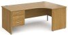 Gentoo Corner Desk with 3 Drawer Pedestal and Panel End Leg 1800 x 1200mm - Oak