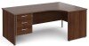 Gentoo Corner Desk with 3 Drawer Pedestal and Panel End Leg 1800 x 1200mm - Walnut