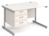 Gentoo Rectangular Desk with Single Cantilever Legs and 3 Drawer Fixed Pedestal - 1200mm x 800mm - White