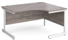 Gentoo Corner Desk with Single Upright Leg 1400 x 1200mm - Grey Oak